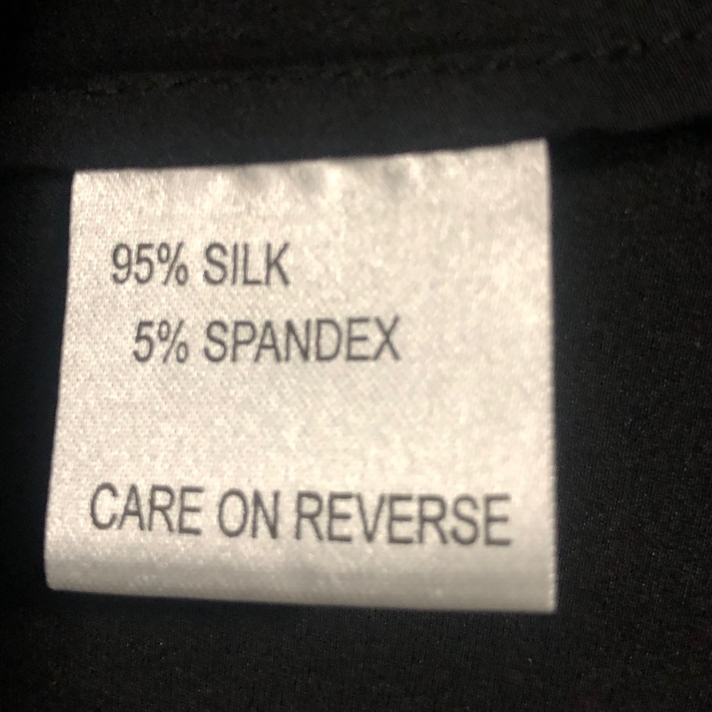 StJohn SILK Elegant sz10 Black Cascading RUFFLE button front long Slv BLOUSE EUC - Picture 5 of 5